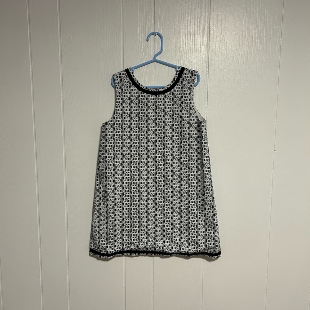 Petit Peony girls navy and white nautical fish patterned dress, size 8Y.